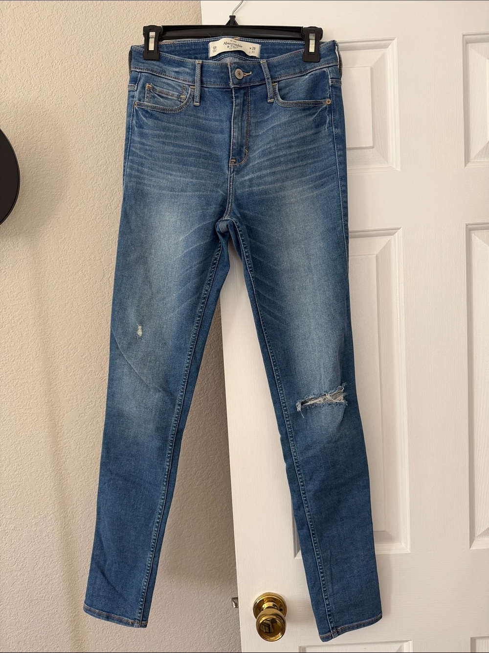 Abercrombie & Fitch Medium Wash Distressed Skinny Jeans